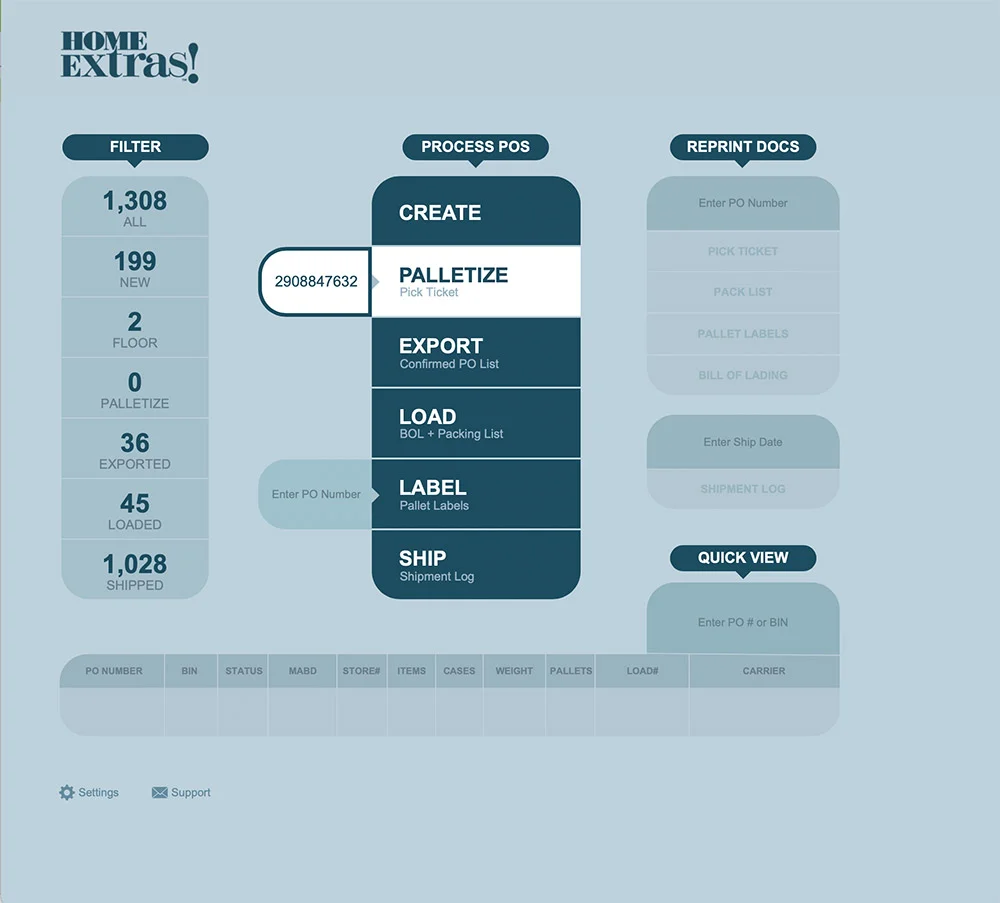 HomeExtras order management dashboard